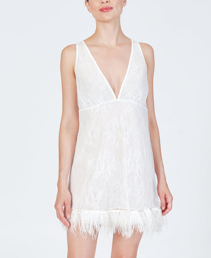 Rya Sleepwear Jasmine Ivory Feather Lace Chemise Gown 584