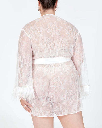Rya Sleepwear Jasmine Ivory Feather Robe Cover Up 585