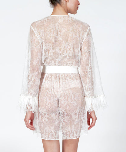 Rya Sleepwear Jasmine Ivory Feather Robe Cover Up 585