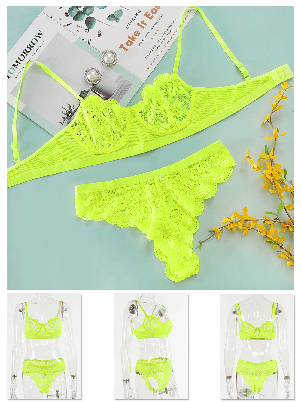 Kaei&Shi Lace Lingerie Set 3 – Tweedelige Kantset voor Verleiding