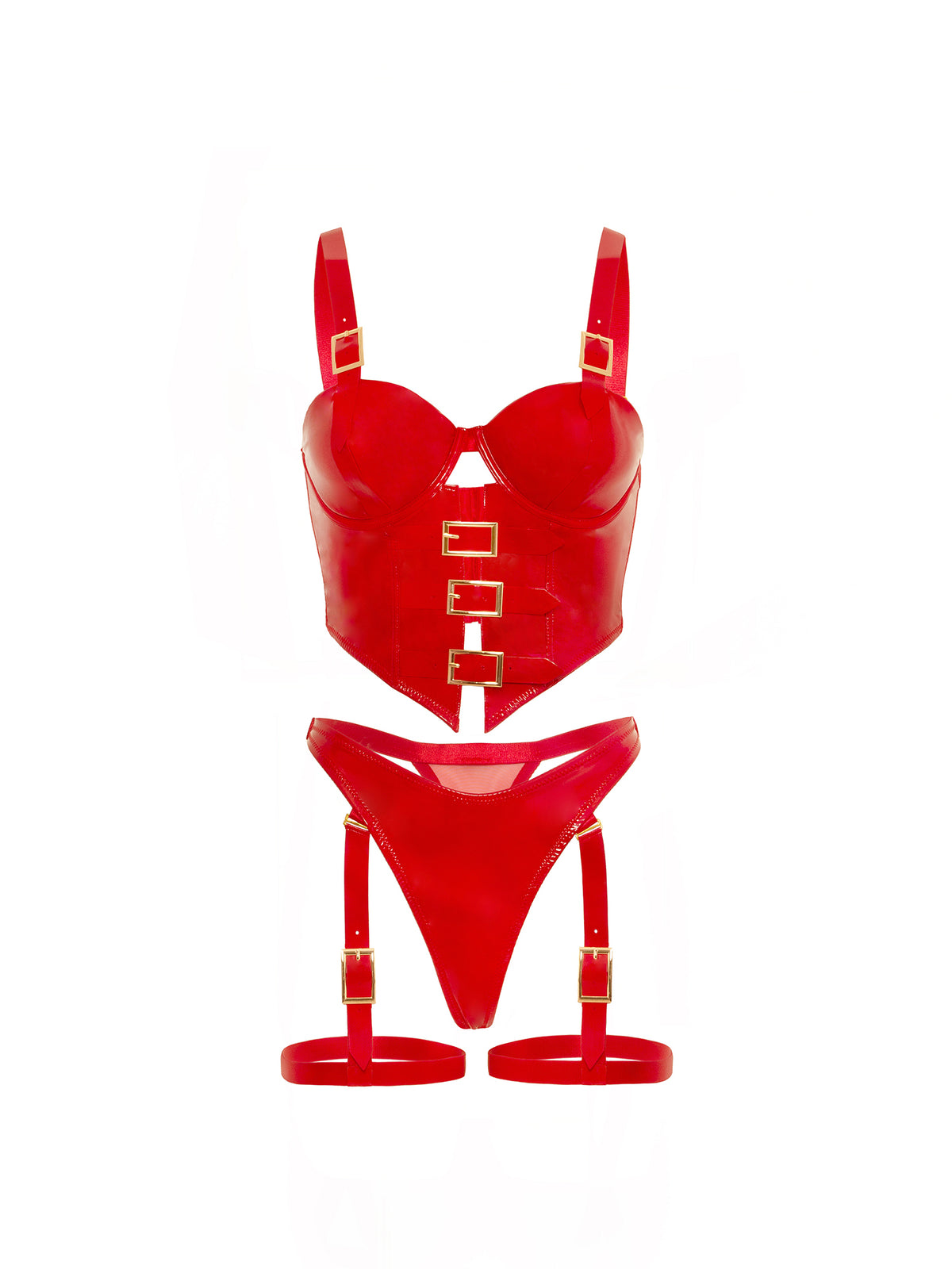 Fetish Unleashed – Vinyl & Mesh Bustier BH Set