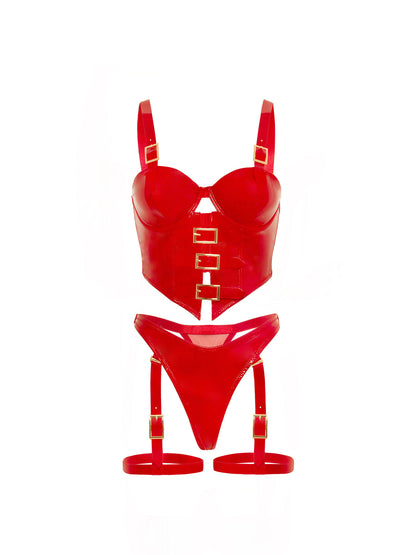 Fetish Unleashed – Vinyl & Mesh Bustier BH Set