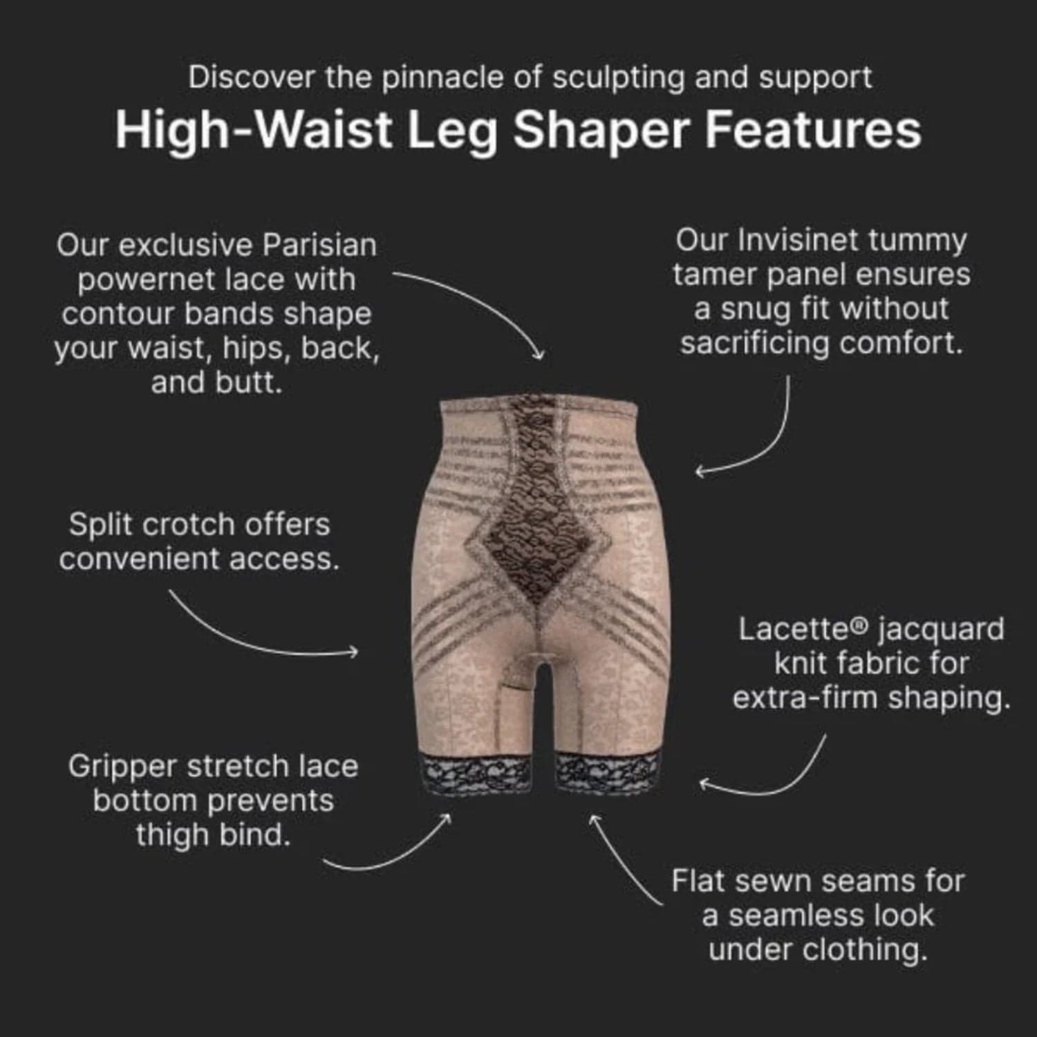 Style 6207 |  No Roll High Waist Lace Thigh Slimmer with Extra Firm Support