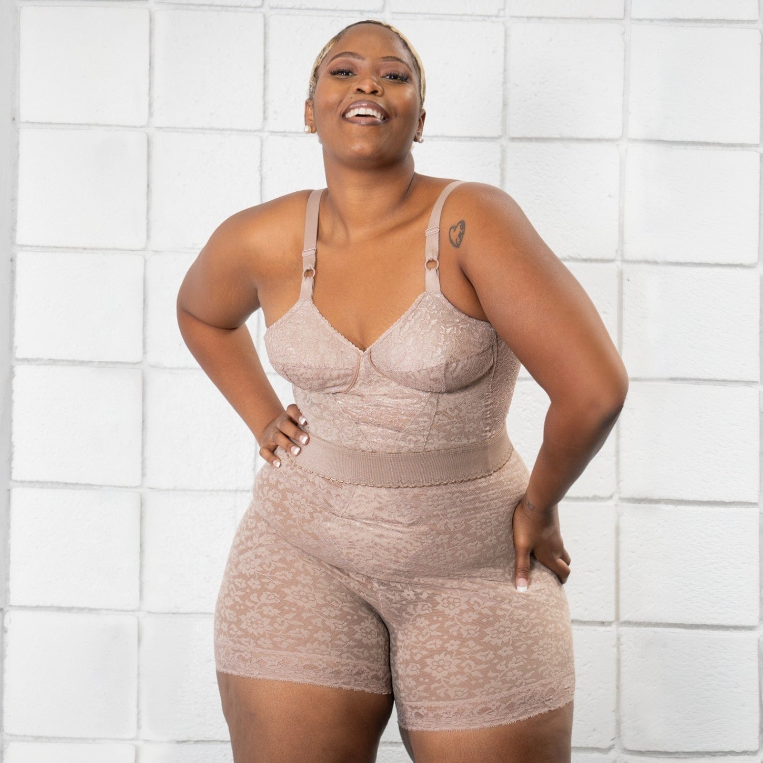 Style 6207 | No Roll High Waist Lace Thigh Slimmer with Extra Firm Support - LivingCurves High Waist Leg Shaper Mokka / S/26