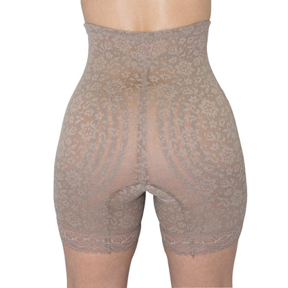 Style 6207 | No Roll High Waist Lace Thigh Slimmer with Extra Firm Support - LivingCurves High Waist Leg Shaper Mokka / S/26