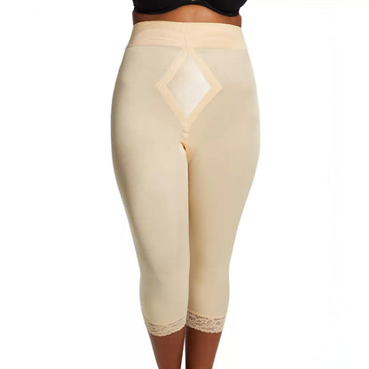 Style 6266 | High Waist Capri Pant Liner with Tummy Control Satin Panel| Memory Compression Fabric | Medium Support - LivingCurves Leg Shaper Pant Liner Black / S/26