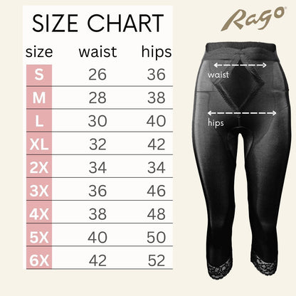 Style 6266 | High Waist Capri Pant Liner with Tummy Control Satin Panel| Memory Compression Fabric | Medium Support - LivingCurves Leg Shaper Pant Liner Black / S/26