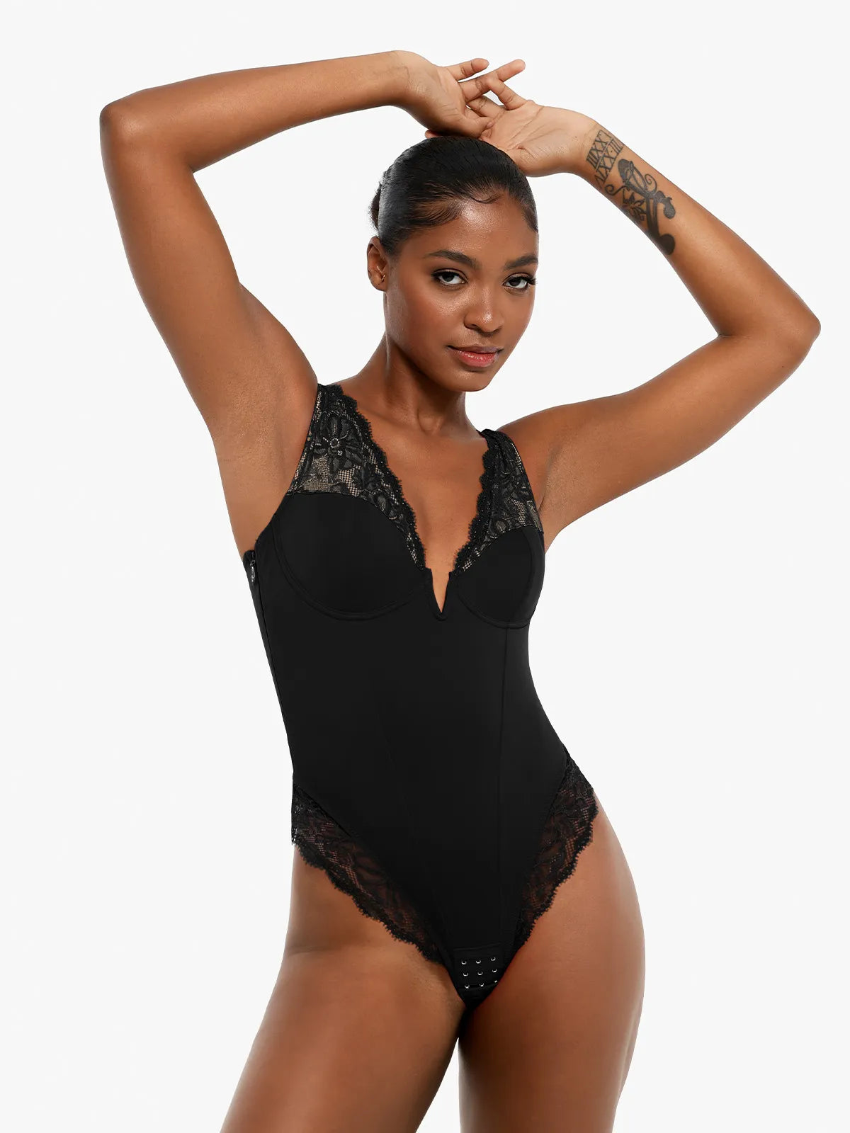 ALYA – Lace Hourglass Bodysuit - LivingCurves Sexy Tops Body Shaper Wit / XS