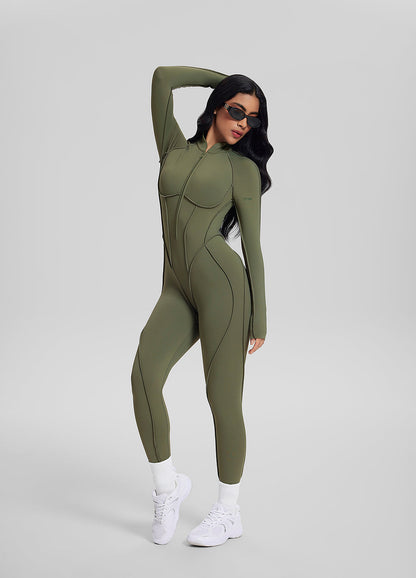 ZÉRA – Closed-Back Catsuit - LivingCurves Bodysuit Khaki Green / XS