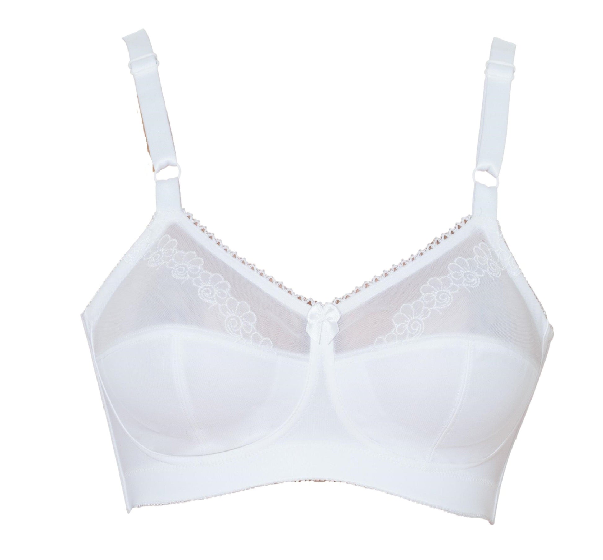 ARIS – Soft Cup Beha met Borduurwerk Wit - LivingCurves Soft Cup Bra 42DD / White