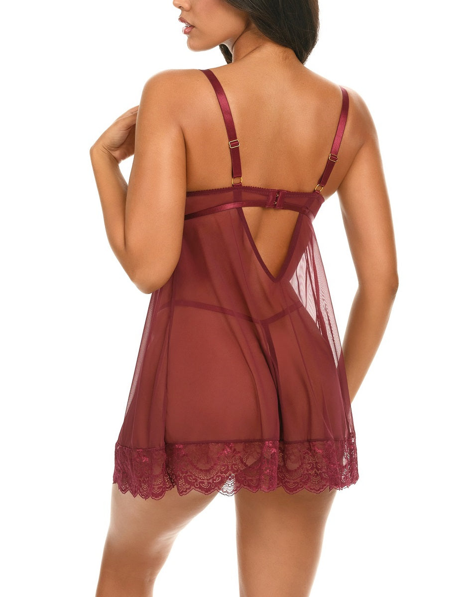 Oh La La Cheri Lingerie Wynter Zinfandel Plus Size Babydoll 75-11544X