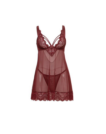 Oh La La Cheri Lingerie Wynter Zinfandel Plus Size Babydoll 75-11544X