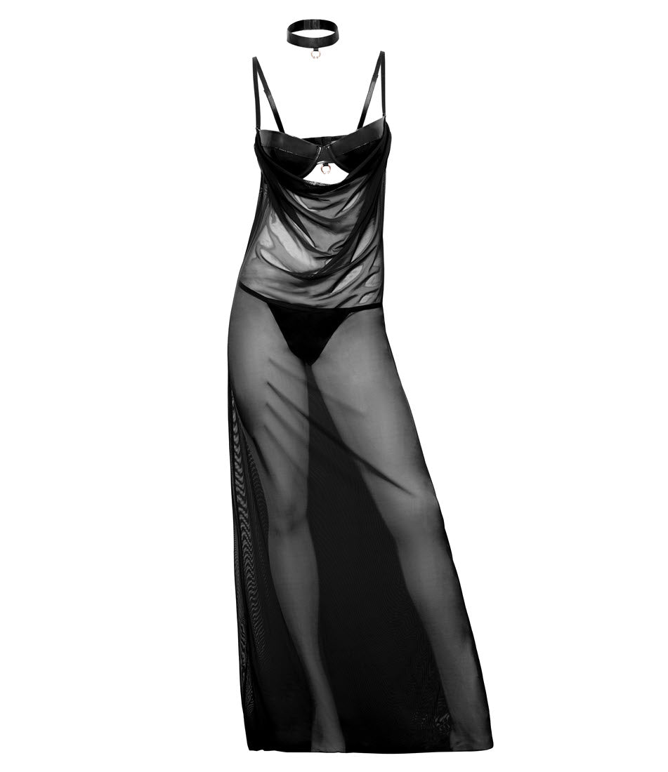 Oh La La Cheri Lingerie Tory Black Long Gown Set Plus Size 76-11984X