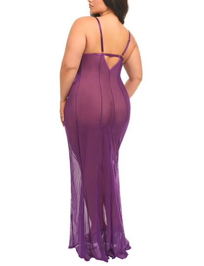 Oh La La Cheri Lingerie Katana Imperial Purple Plus Size Gown 76-12046X