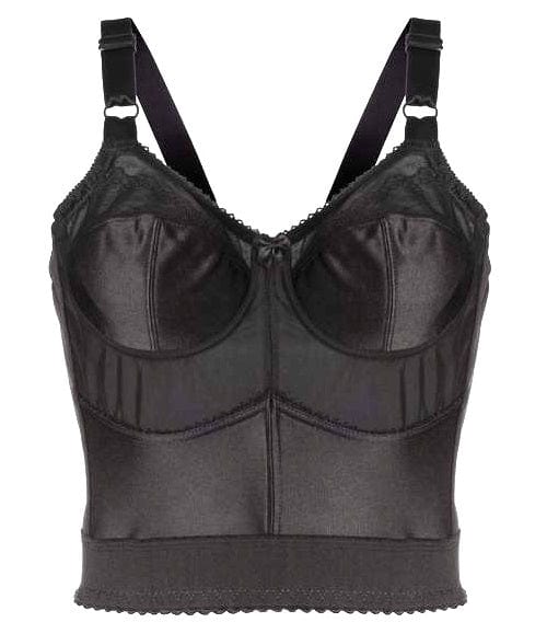 Style 7808 | Embroidered Soft Cup Long Line Bra - Black