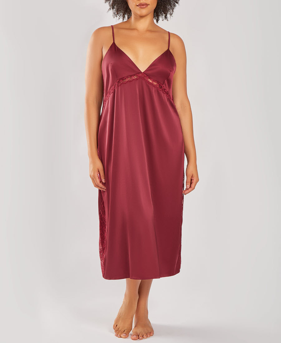 ICollection Lingerie Layla Wine Plus Size Satin Chemise 78316X