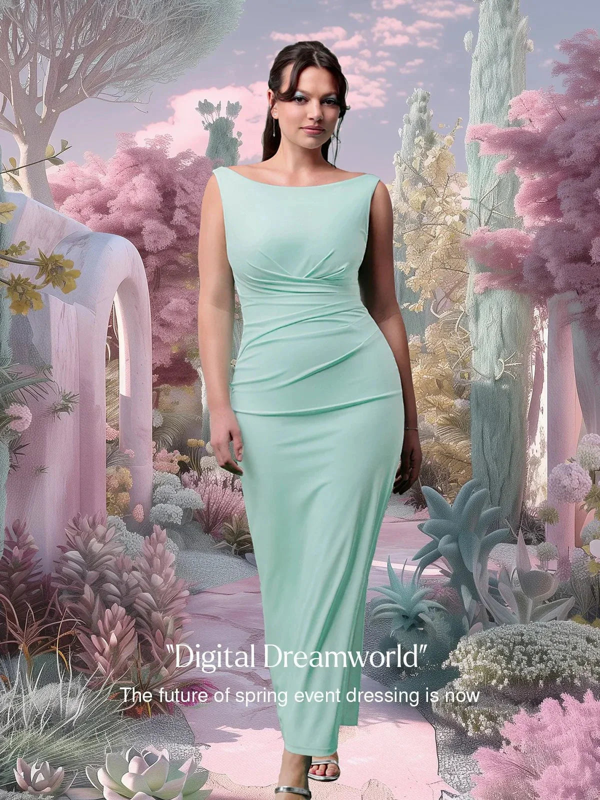 CAELIA – Shaping Boatneck Maxi Dress - LivingCurves Roze / XS