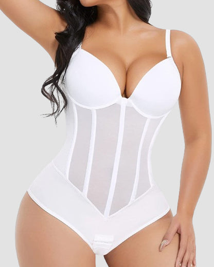 SORIX – Ademend Sexy Tummy Control Bodysuit - LivingCurves Wit / XS