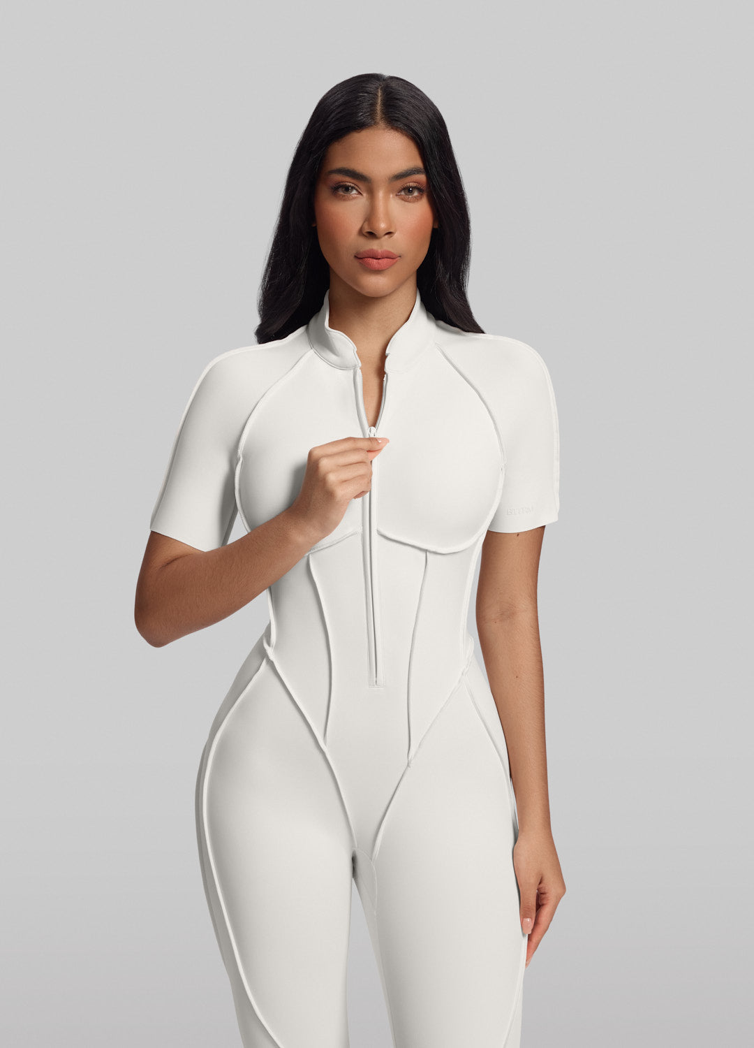 ZAYA – Short Sleeve Shaping Catsuit - LivingCurves Bodysuit Ivory / XS