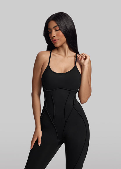 CROS – Crossback Shaping Catsuit - LivingCurves Bodysuit Zwart / XS