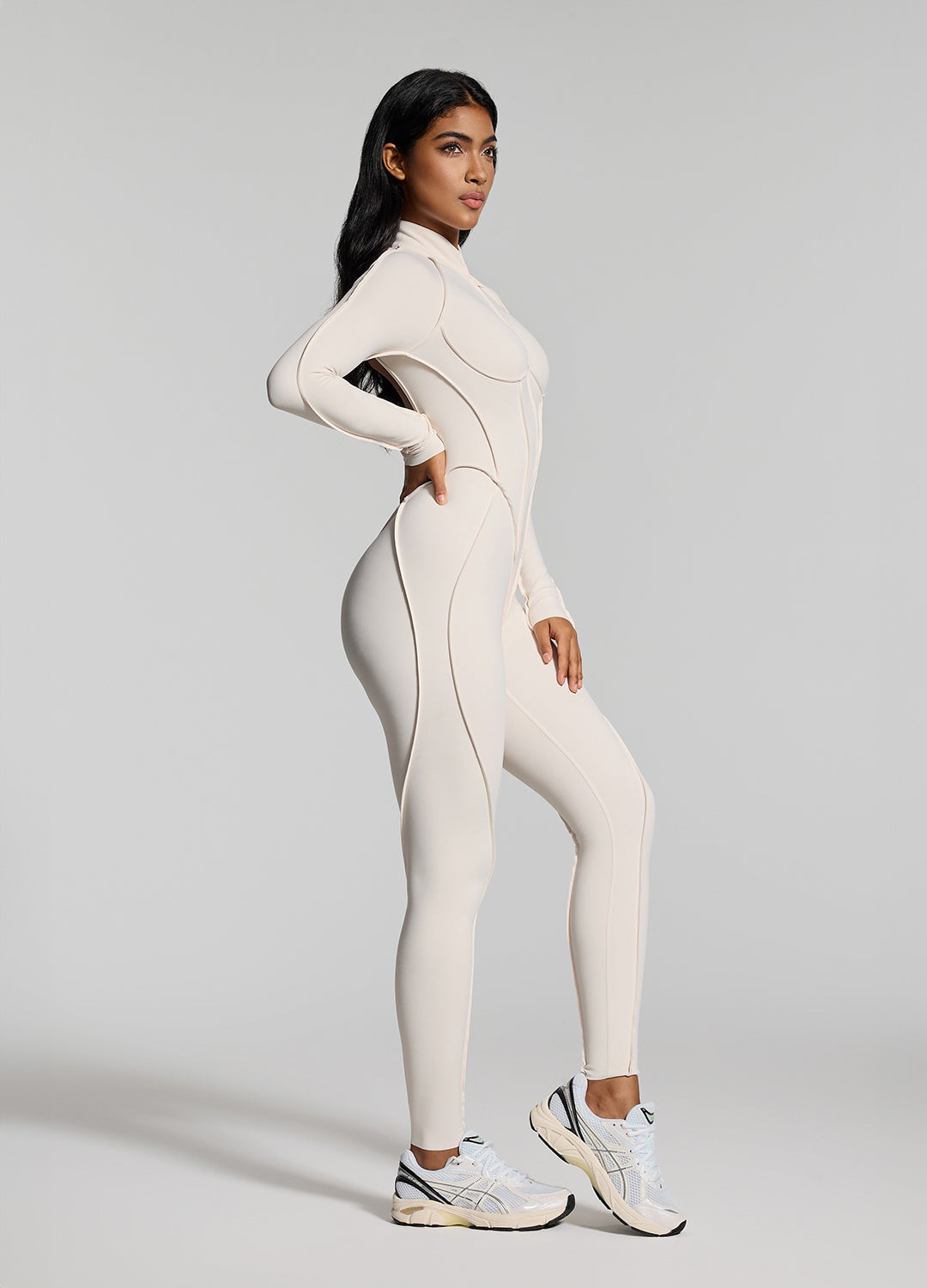 CAEL – Full-Length Shaping Catsuit - LivingCurves Bodysuit Ivory / XS