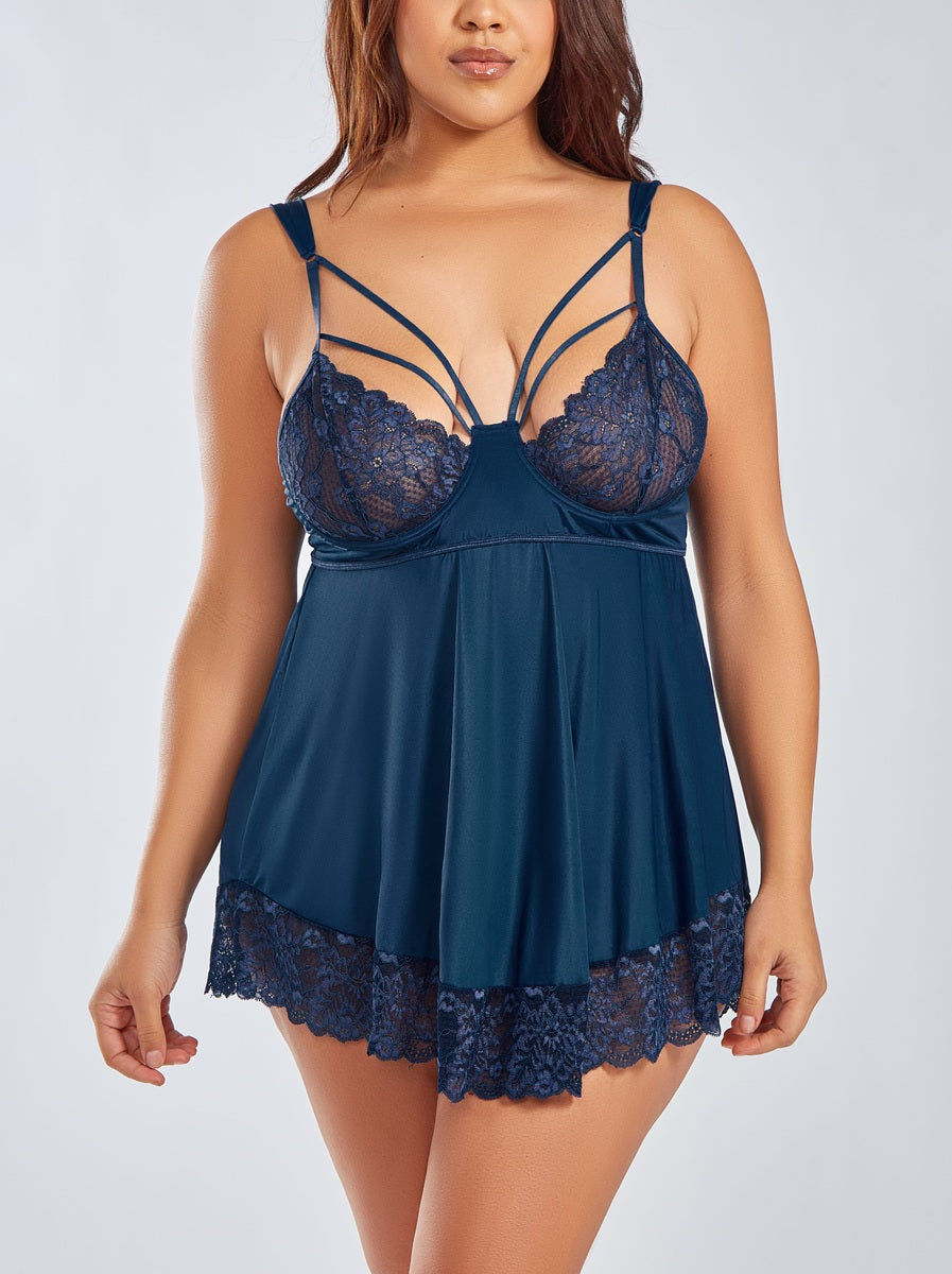 iCollection Blue Primrose Plus Size Babydoll Set 80000X