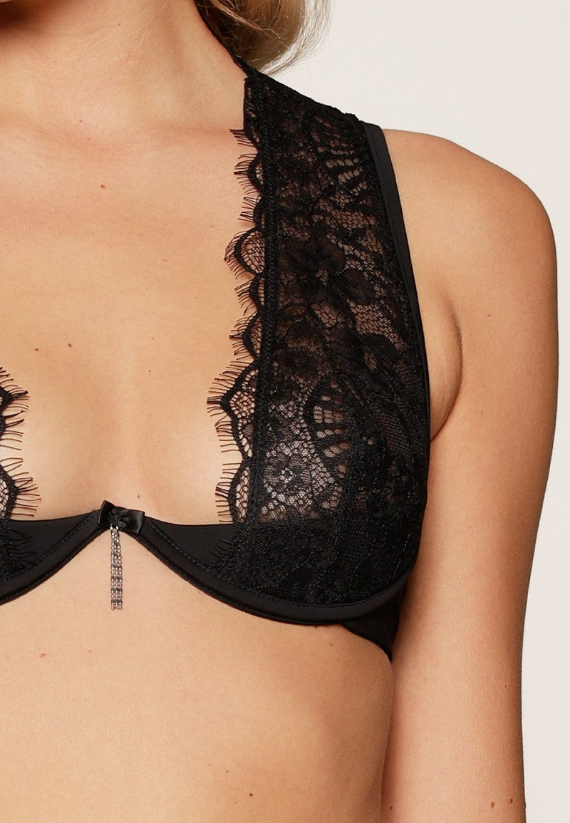 Cléa – Zwarte Kanten Lingerieset met Strass Accent