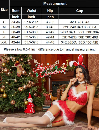 Christmas Lingerie Set With Garter Belts