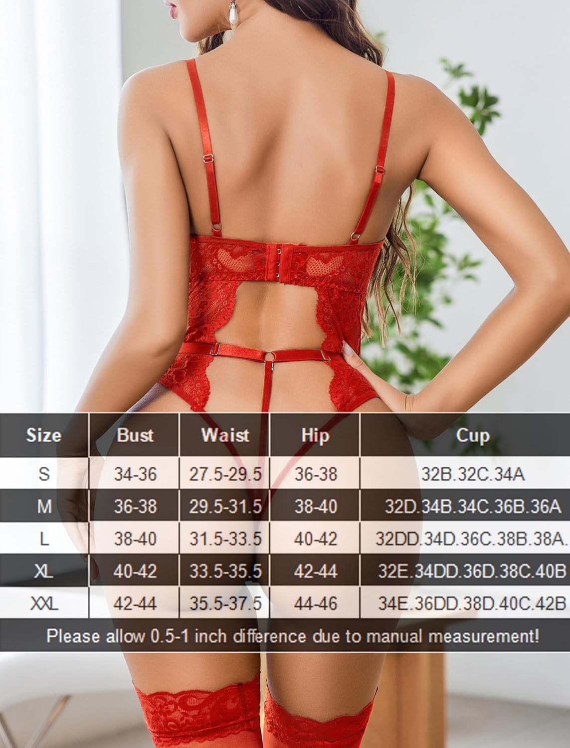 Lace Crotchless Bodysuit With Panty Garter Set