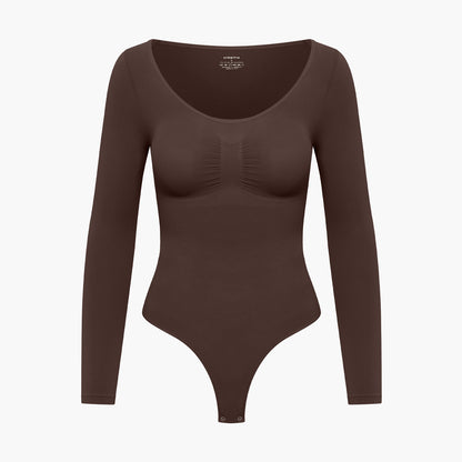 ARYA – Longsleeve Sculpt Bodysuit (Stringmodel) - LivingCurves Bodysuit Bruin / XS