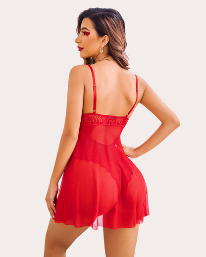 Floral Snap Crotch Teddy Lace Nightie