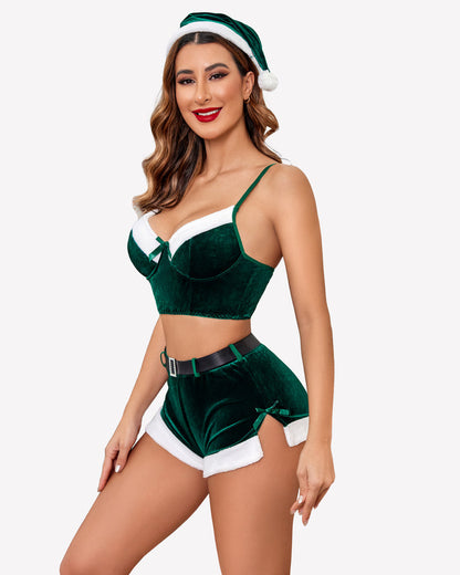 Santa Costume Velvet Set with Hat