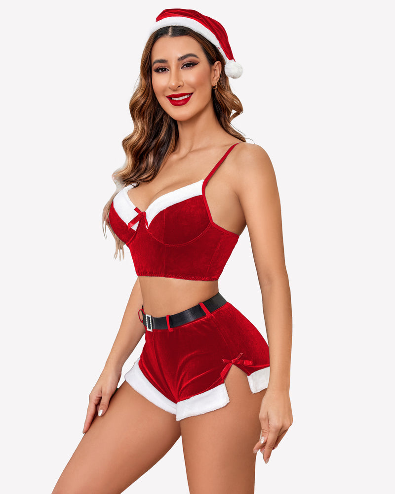 Santa Costume Velvet Set with Hat