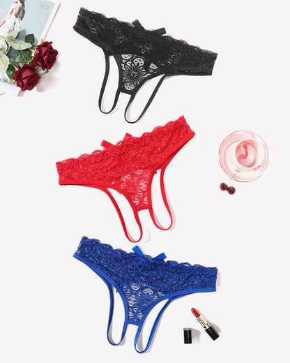 Lace Panties Hollow Out Rear Bowknot Briefs