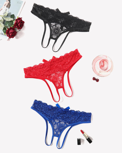Lace Panties Hollow Out Rear Bowknot Briefs