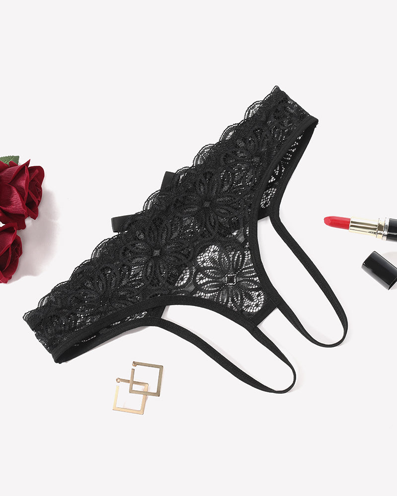 Lace Panties Hollow Out Rear Bowknot Briefs