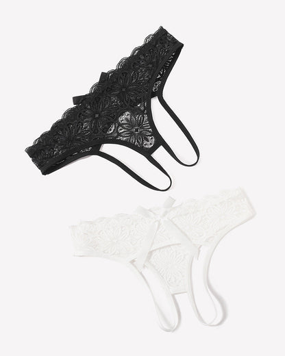 Lace Panties Hollow Out Rear Bowknot Briefs