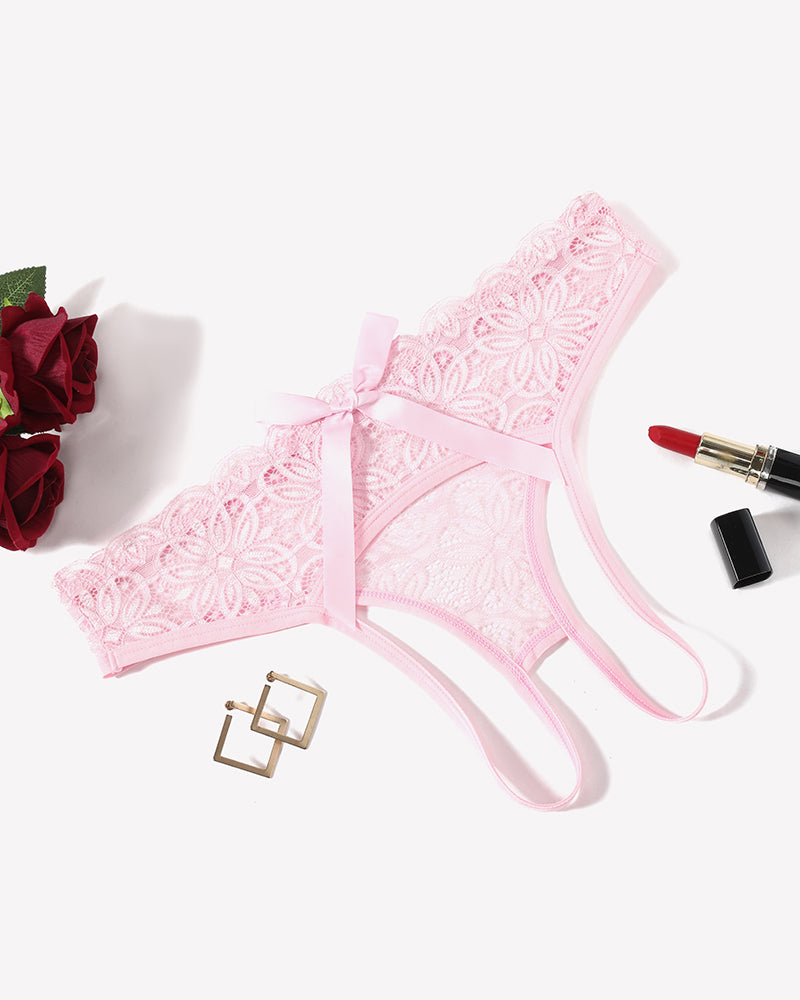 Lace Panties Hollow Out Rear Bowknot Briefs