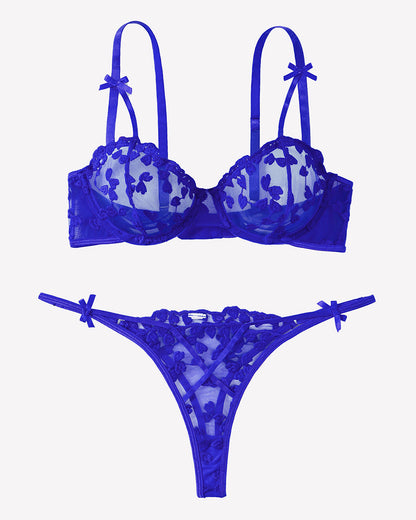 Cute Push Up Embroidered Bra and Panty Set