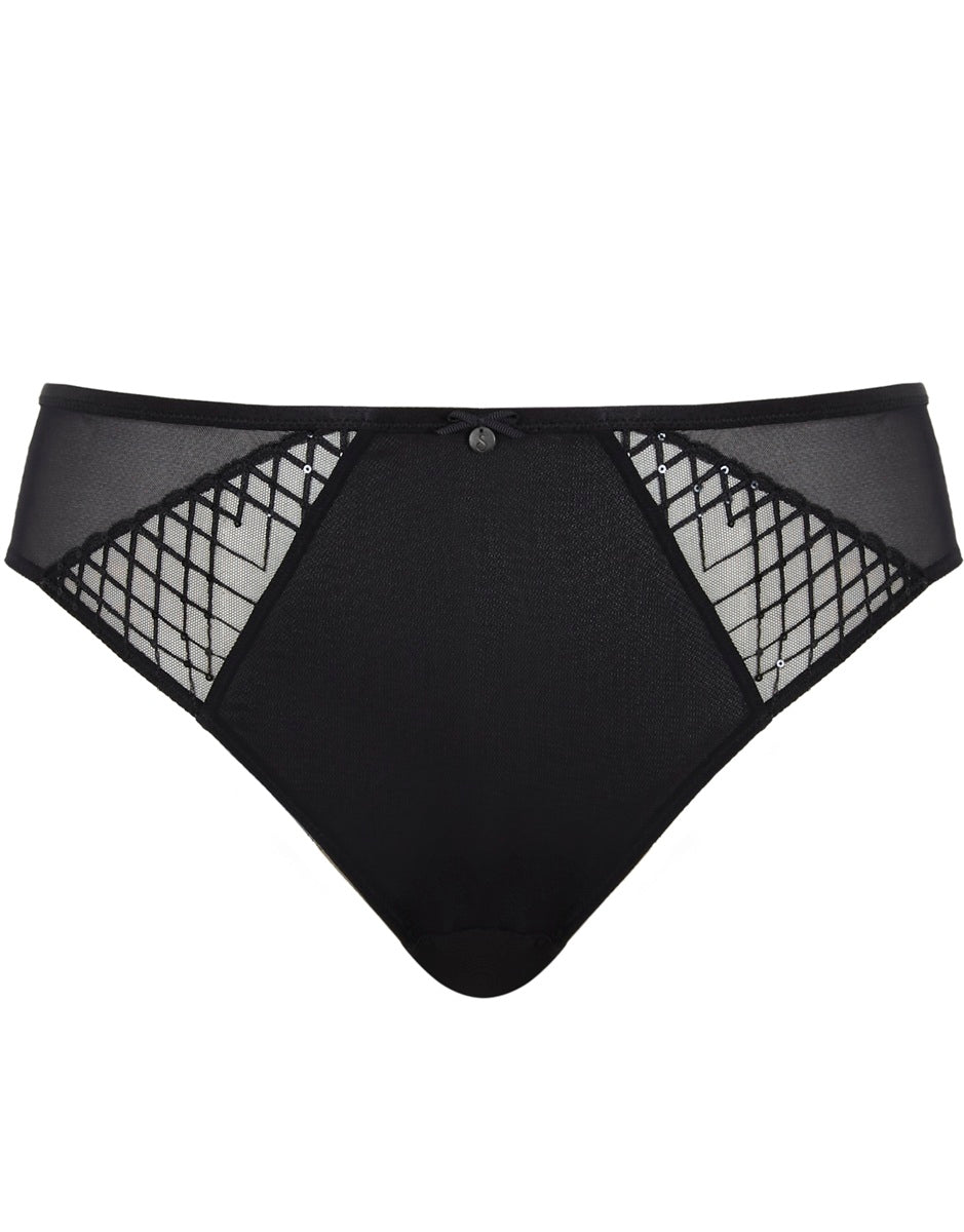 Panache Sculptresse Ella Black Sequin High Leg Panty 11204