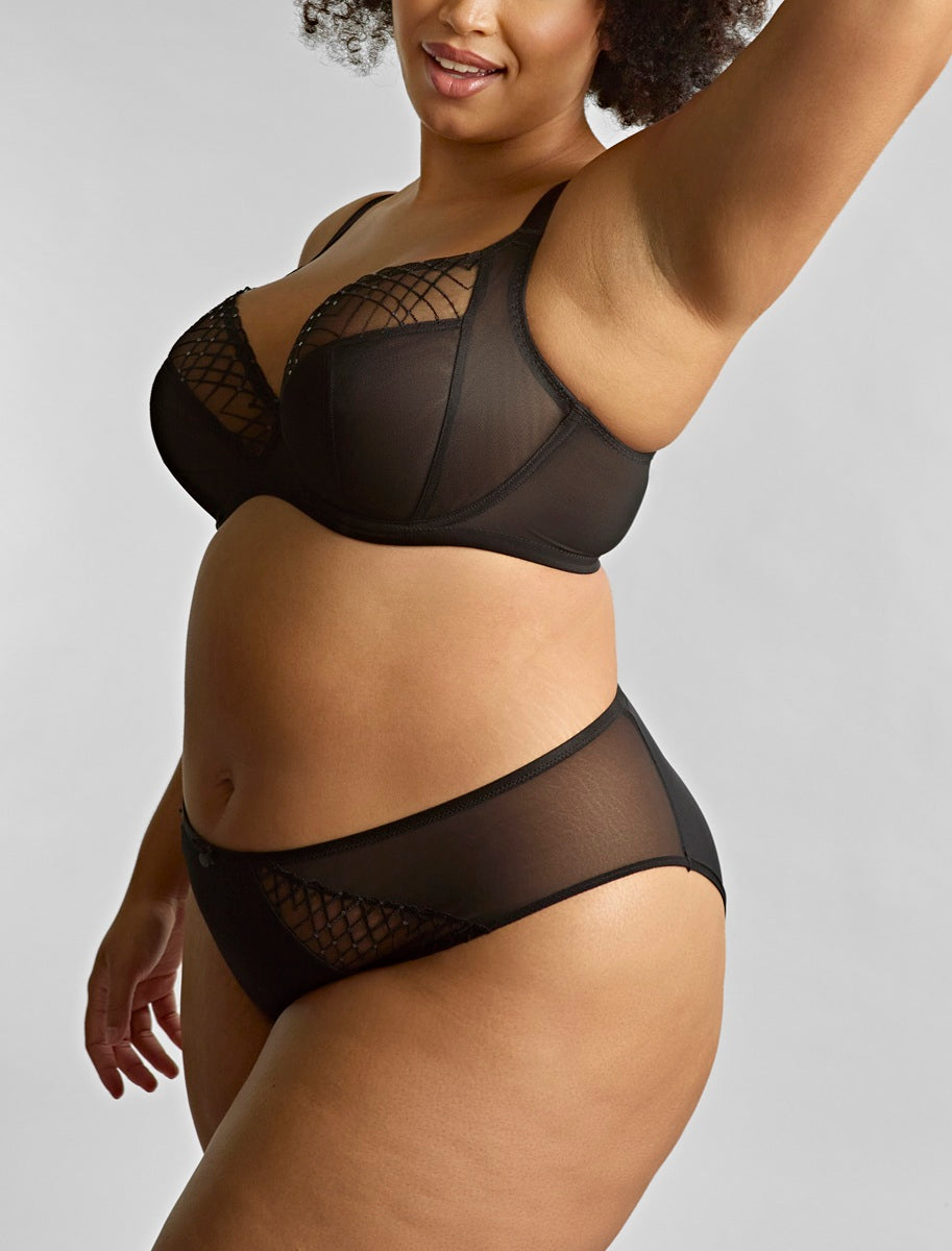 Panache Sculptresse Ella Black Sequin High Leg Panty 11204