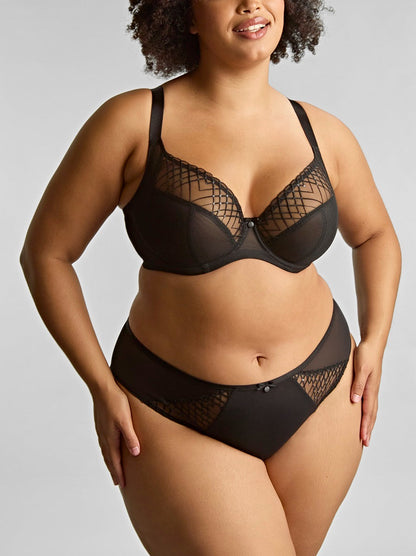 Panache Sculptresse Ella Black Sequin High Leg Panty 11204