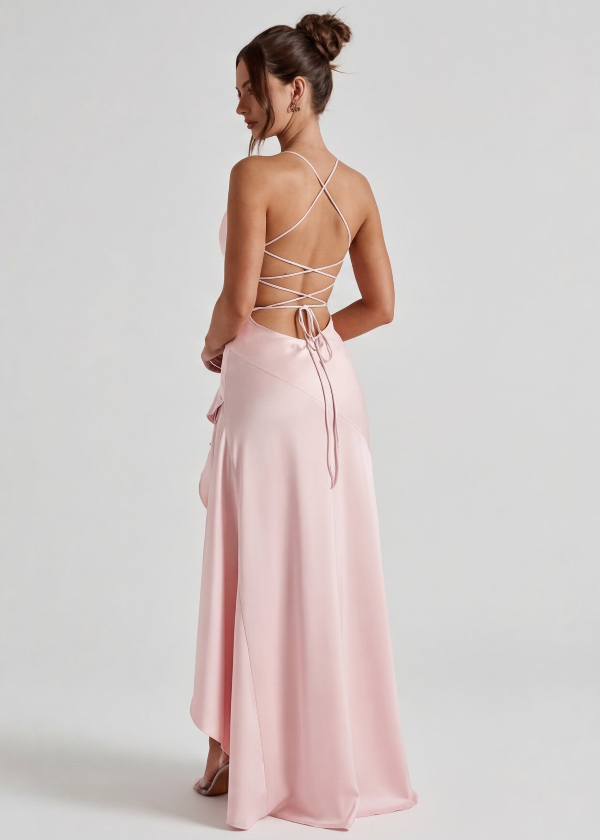 Maxi Jurk Halter met Kant en Split