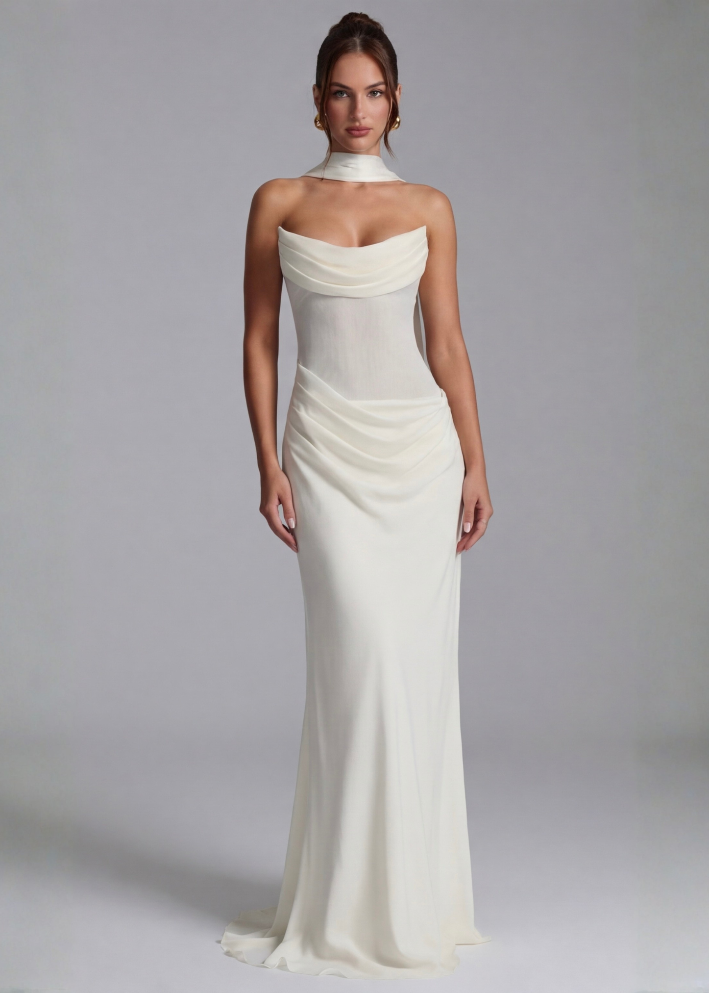 Strapless Maxi Jurk met Choker Hals