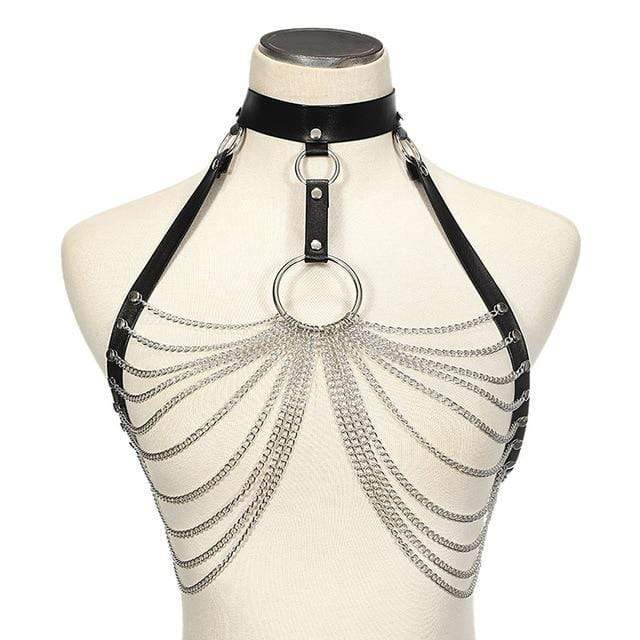 Lyra chain leather harness – leren harness met kettingaccent