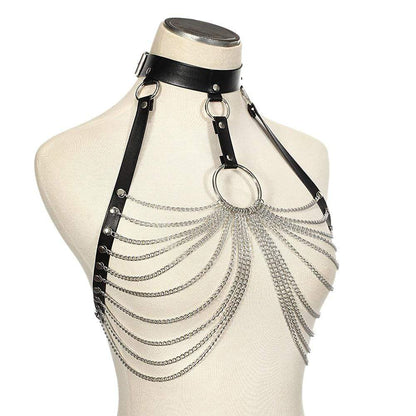 Lyra chain leather harness – leren harness met kettingaccent