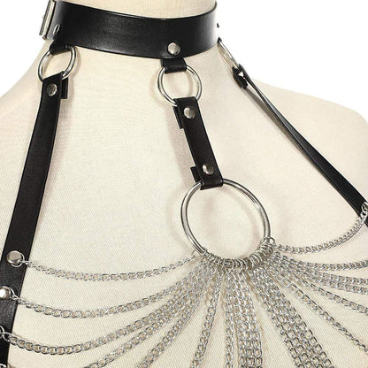 Lyra chain leather harness – leren harness met kettingaccent