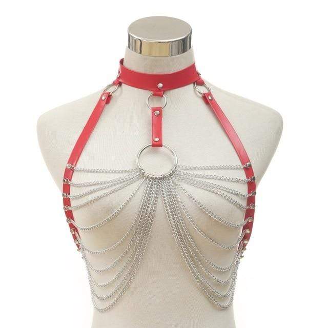 Lyra chain leather harness – leren harness met kettingaccent