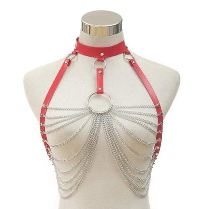 Lyra chain leather harness – leren harness met kettingaccent