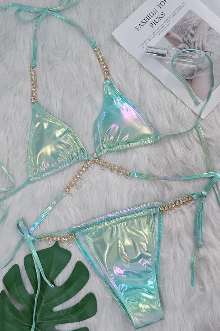 Groene Bikini Set Dames Holografisch met Zeester